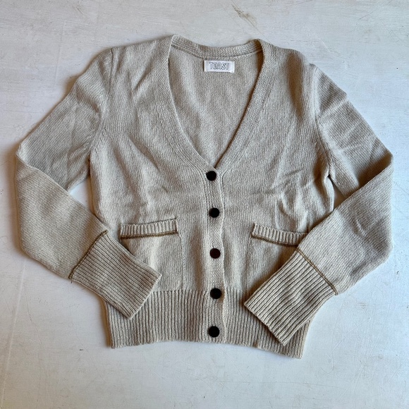 Toast Sweaters - TOAST Lambswool Blend V Neck Cardigan Sweater
